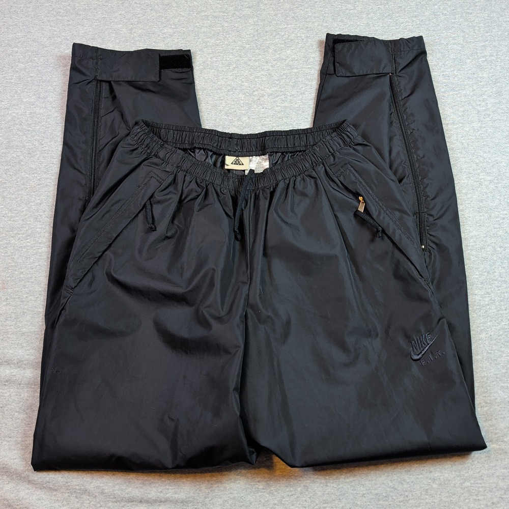 Vintage Nike ACG F.I.T. Pants Men's M Black Full Zip Windbreaker 90s Y2K